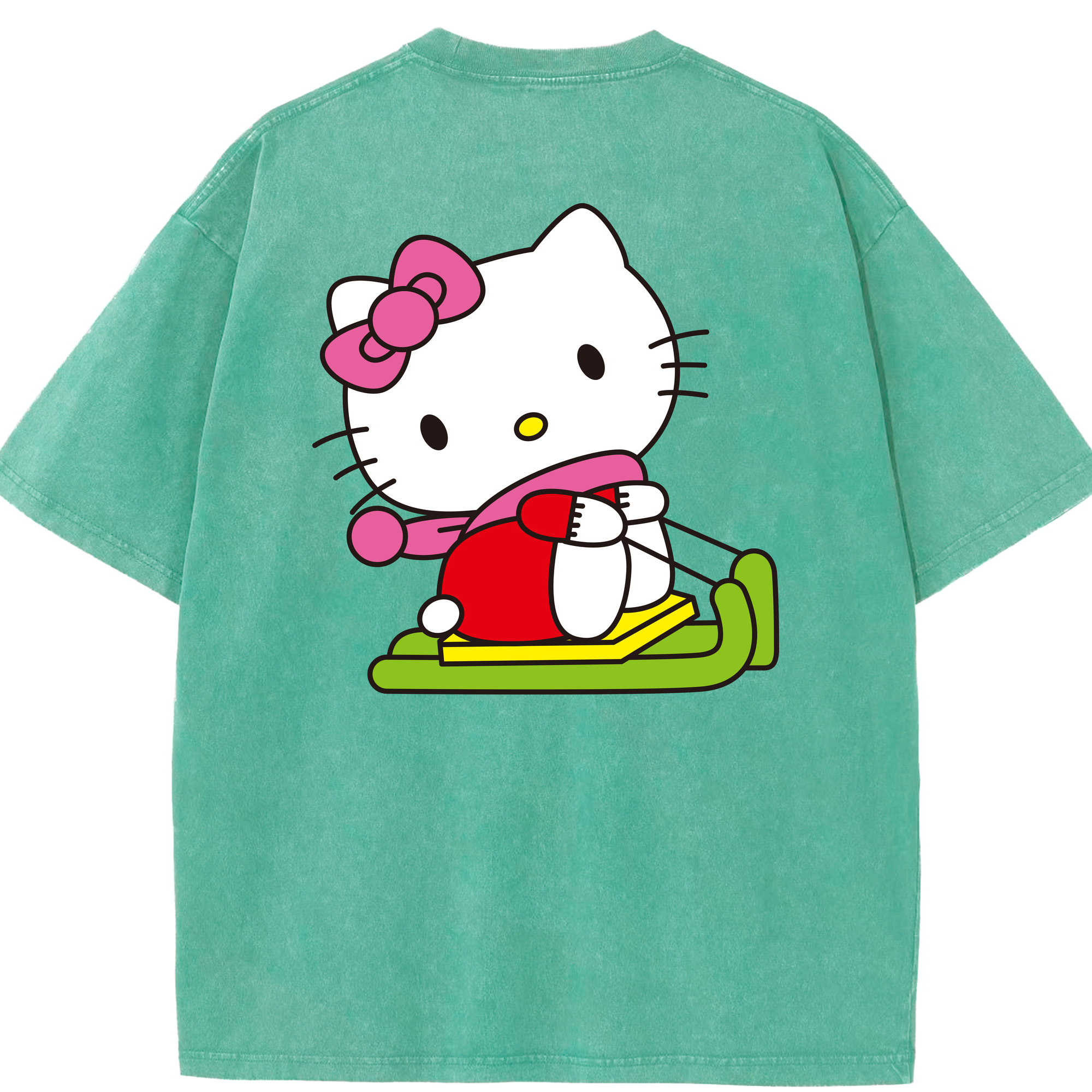 （画像用） Hello Kitty ハローキティ 綿100% ヴィンテージ風 半袖Tシャツ（背面プリント）